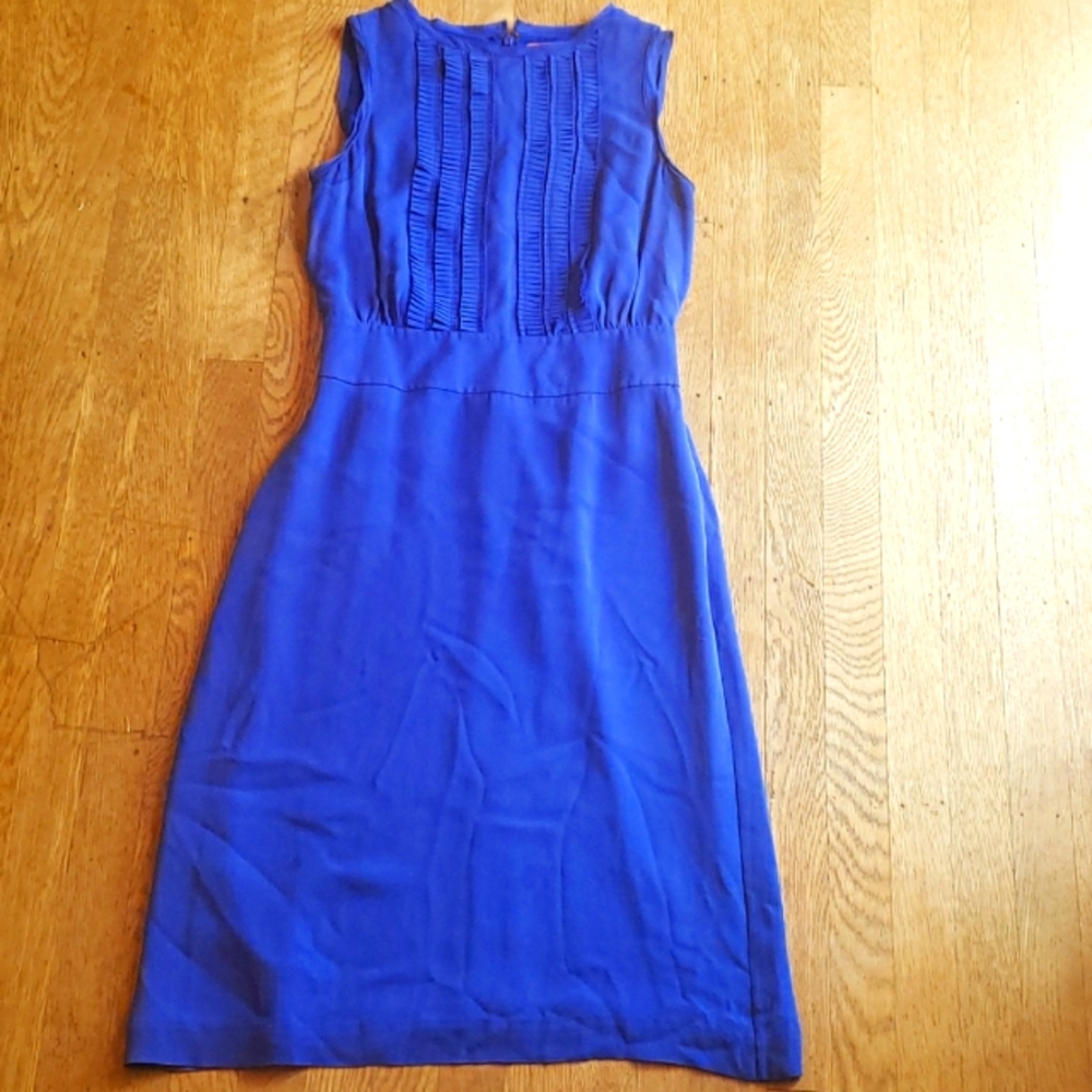 Tory Burch Blue Silk Dress with ruffle detail